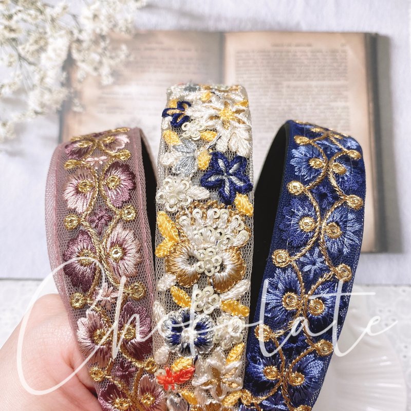 Indian embroidery headband headband - Hair Accessories - Thread Multicolor