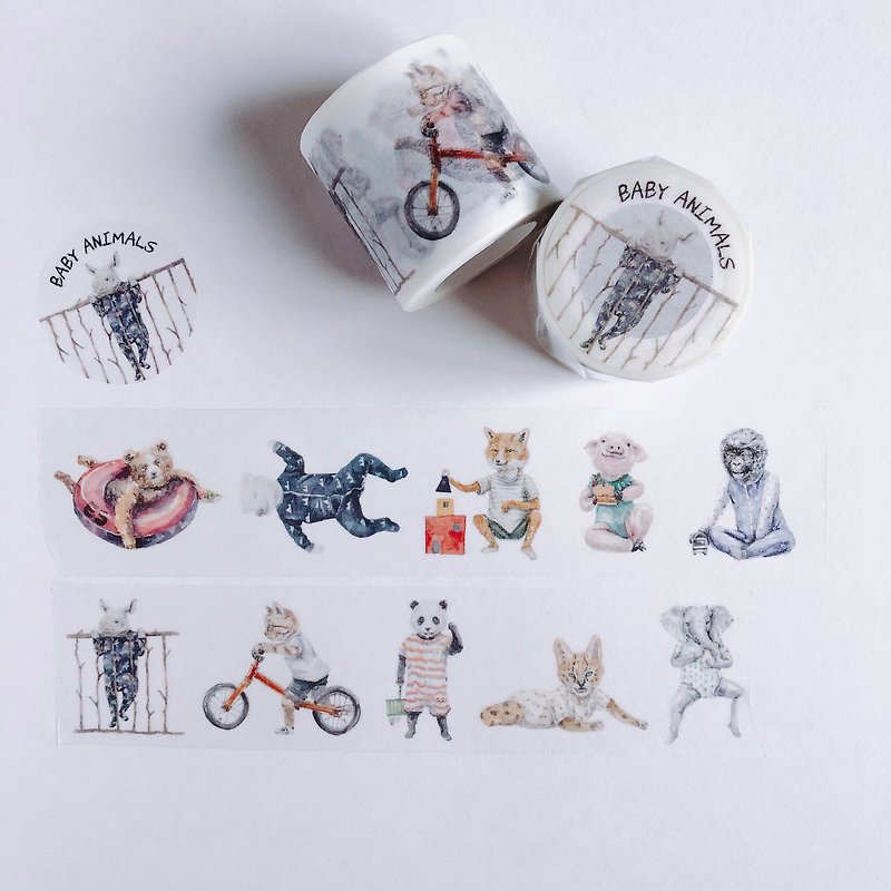 Animal baby paper tape - Washi Tape - Paper Multicolor