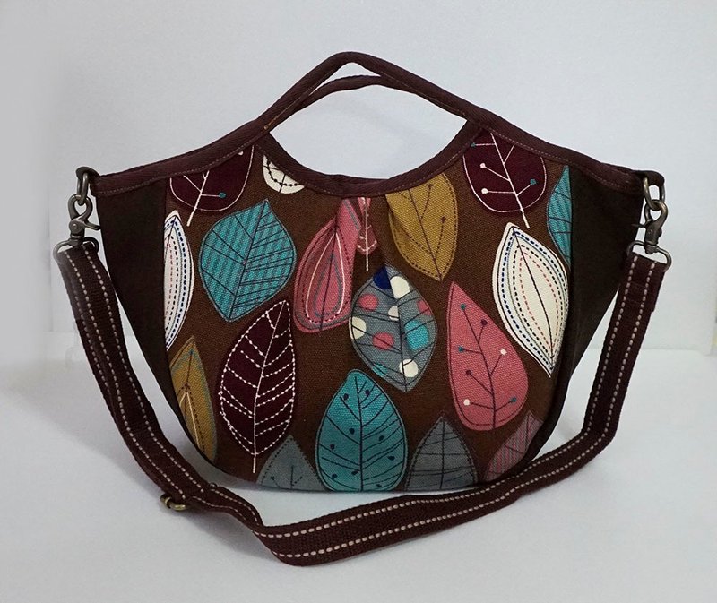 Coffee Collection Leaf Pattern Tote Bag Handbag Side Shoulder Bag - Messenger Bags & Sling Bags - Cotton & Hemp Multicolor