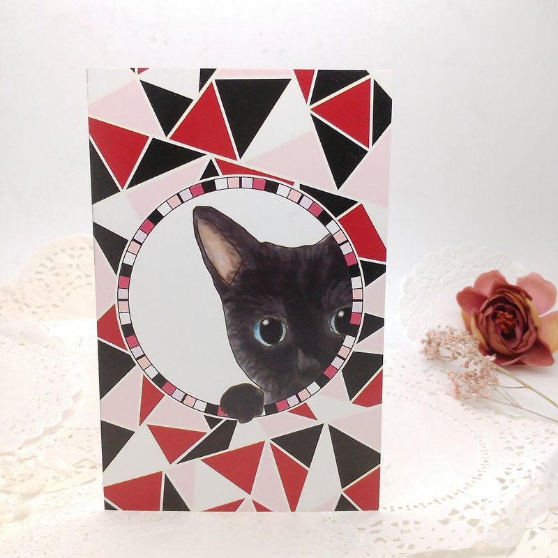 Mosaic animals Post Card, Black Cat - Cards & Postcards - Paper Multicolor