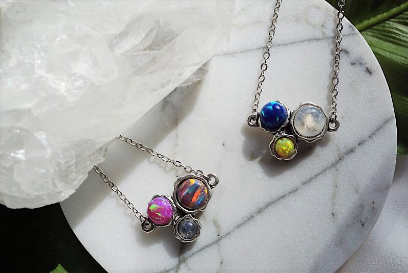 Goody Bag - Fire Opal Moonstone Polka Dot Necklace - Necklaces - Gemstone Multicolor