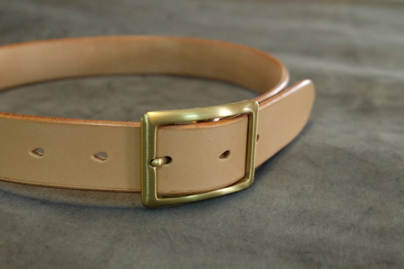 Hand-stitched natural Italian vegetable tanned belt can be customized - Belts - Genuine Leather Khaki
