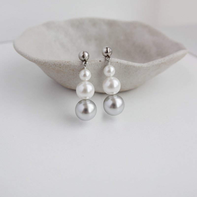 Summer Vermeer|Dangle True Linen Pearl Earrings - Earrings & Clip-ons - Other Metals Silver