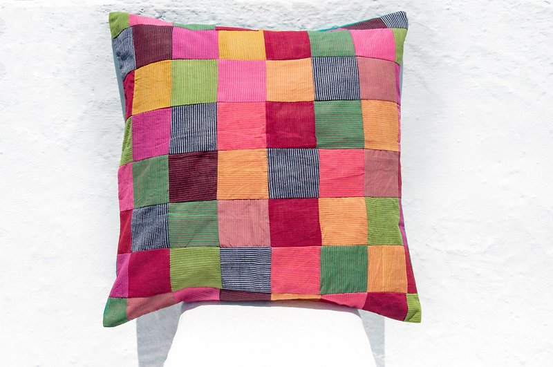 Hand-stitched hug pillowcase cotton pillowcase hand-splicing pillowcase-national wind square geometry rainbow - หมอน - ผ้าฝ้าย/ผ้าลินิน หลากหลายสี