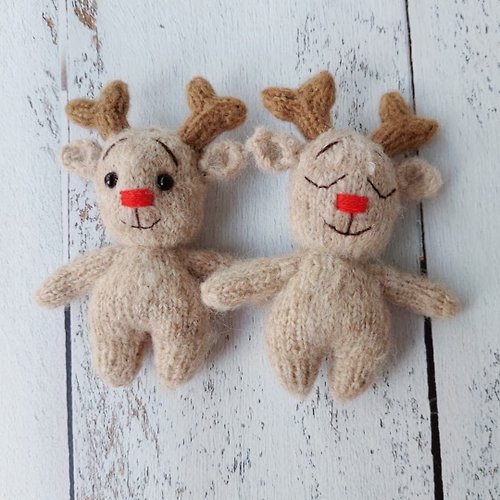 KrisboNewbornProps Alpaca deer stuffed knitted toy. Sleep fawn. Reindeer.