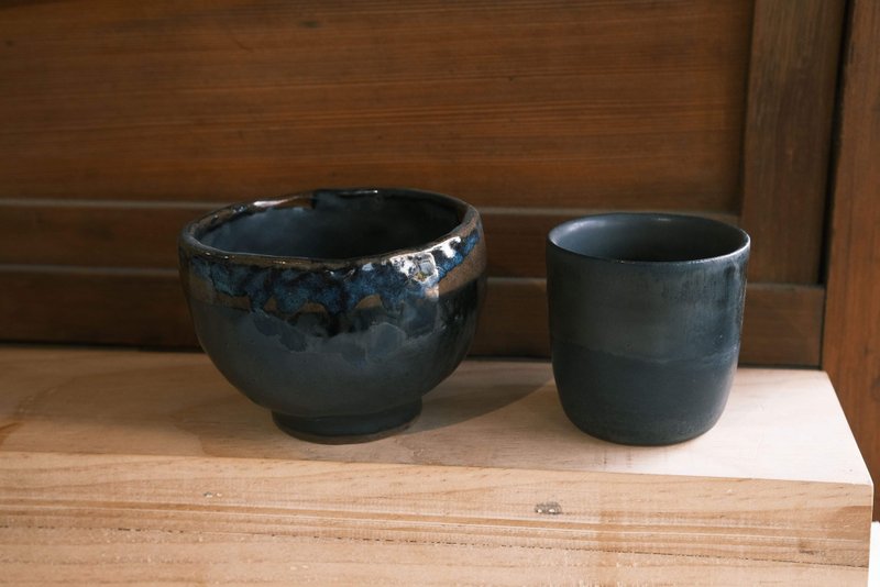 【眽眽製陶】黑曜杯碗 - 盤 盆器 飾品盤 線香座 - 碗 - 陶 多色