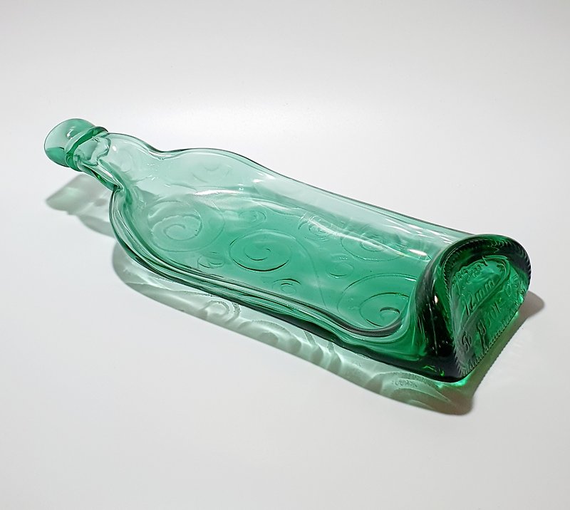 好運連連盤子-窯燒美麗圖紋酒瓶藝術器皿 - 裝飾/擺設  - 玻璃 綠色