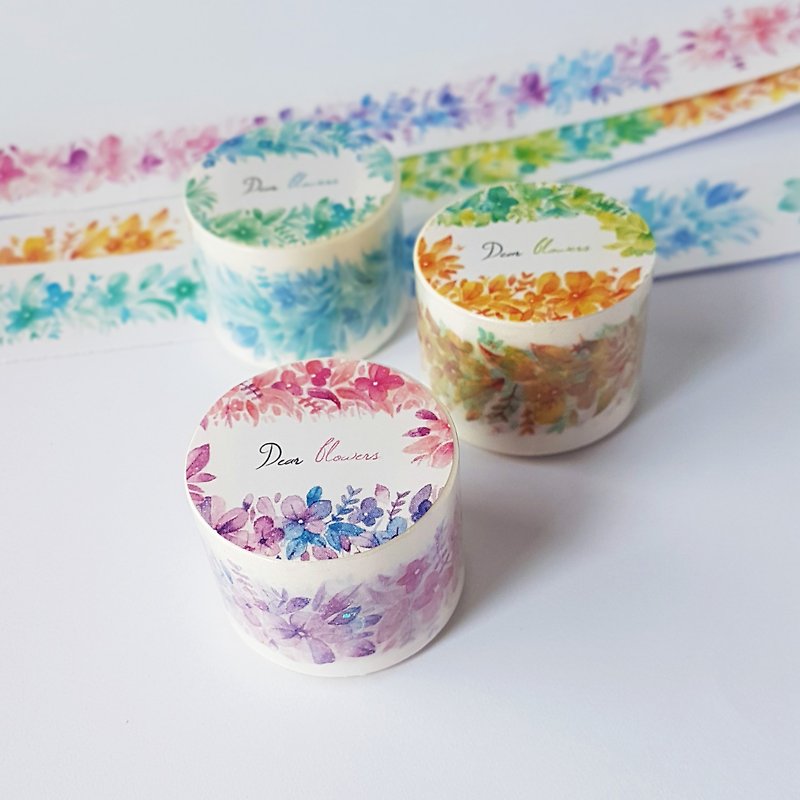 Flower-shaped series of flower-shaped paper tape 3 into - Washi Tape - Paper Multicolor