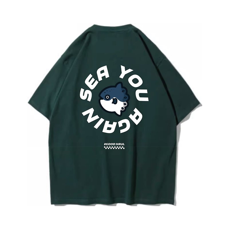 Mola Mola Sunfish short-sleeved T-shirt 8 colors for men and women fishing club - Women's Tops - Cotton & Hemp Blue