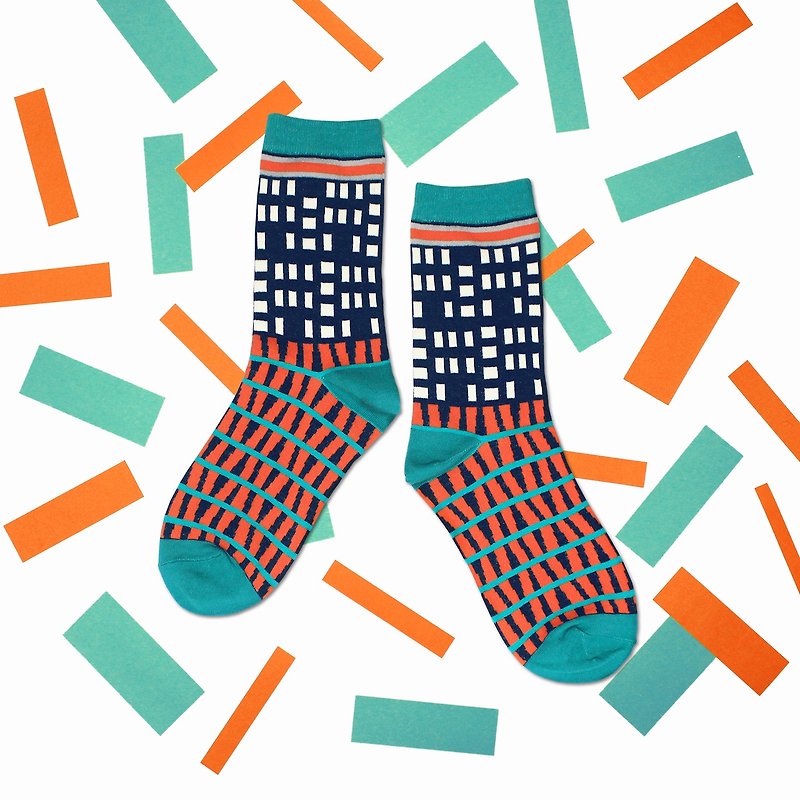 Windows Indigo Unisex Crew Socks | mens socks | womens socks | comfortable socks - ถุงเท้า - ผ้าฝ้าย/ผ้าลินิน สีน้ำเงิน