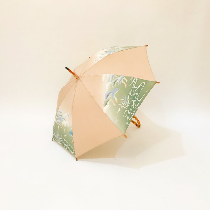 Parasol, made of antique silk kimono, handcrafted by Japanese craftsmen #14 - Umbrellas & Rain Gear - Silk Pink