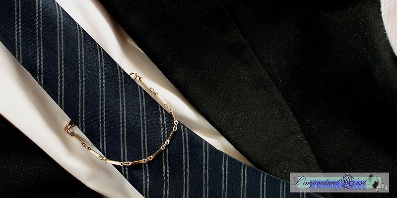[C'est Cufflinks] US-made vintage chain tie clip - Cuff Links - Other Metals Gold