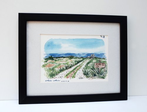 日淳 水彩原畫作品 環島旅行-花蓮石梯灣