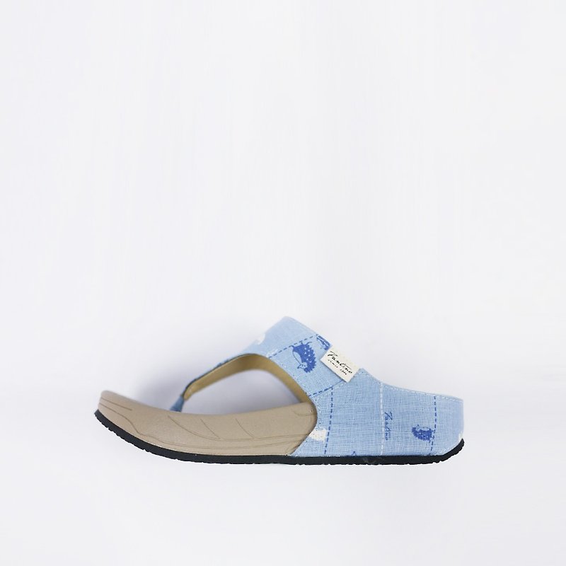 Thick-bottomed pinch outdoor drag - walk in a line - Sky Blue - Sandals - Cotton & Hemp Blue