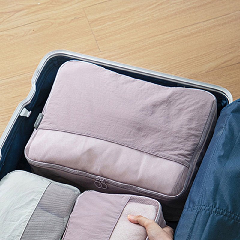 日本霜山  旅行壓縮收納袋/行李壓縮袋-L-3入 - 行李箱/旅行袋 - 尼龍 粉紅色