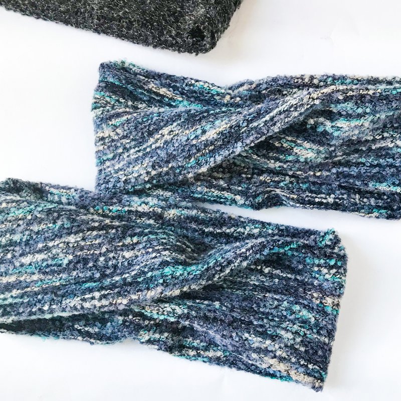 Valentines Gift - 【 Xmas Gift 】Ocean Blue Wool Blended Neck Warmer Headband For - Headbands - Wool Blue