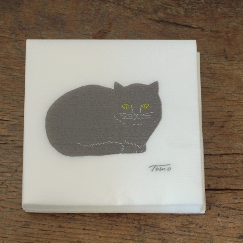 Classiky x Tomotake Cat Paper Napkin 50pcs【A (22102-01)】 - ผ้ารองโต๊ะ/ของตกแต่ง - กระดาษ ขาว