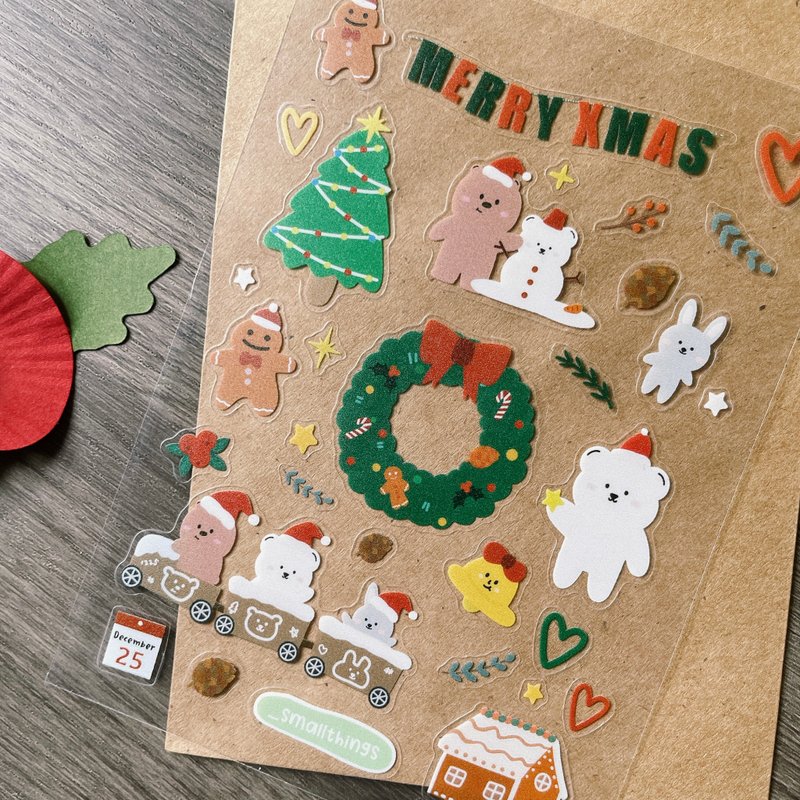 _smallthings Transparent Christmas Stickers - สติกเกอร์ - วัสดุกันนำ้ หลากหลายสี