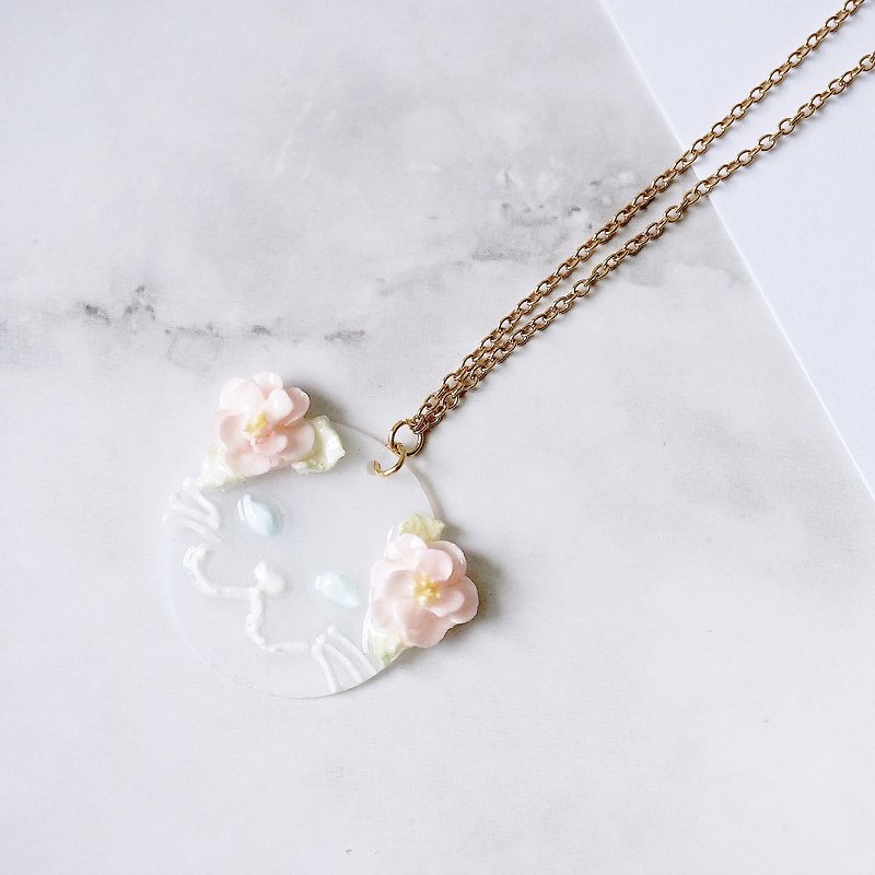 Kitty Cat Foral Necklace White ver. =Flower Piping= - Necklaces - Clay White