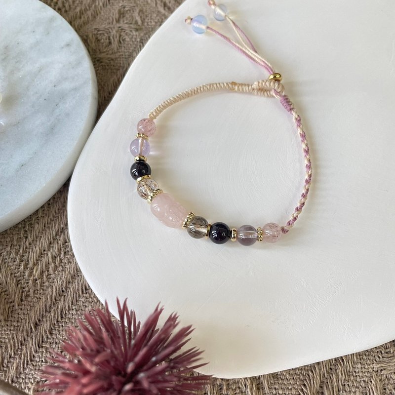 Morganite Pixiu cute woven bracelet - Bracelets - Crystal 