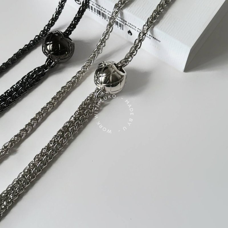 Mobile Phone Strap | Black/ Silver Metal Twist Adjustable Metal Ball Back Chain without Spacers - Phone Accessories - Other Metals 