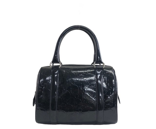 【希少】Christian Dior トロッター パテント ミニボストンバッグ 日本直送 名牌中古包 】Christian Dior ディオール トロッター