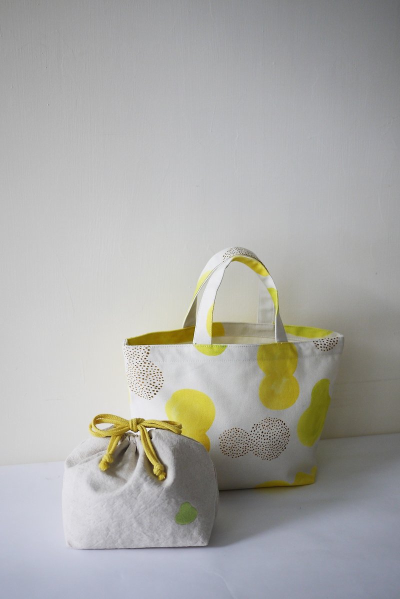 moshimoshi | lunch box set (beam pocket + carry bag)-melon - Handbags & Totes - Cotton & Hemp 