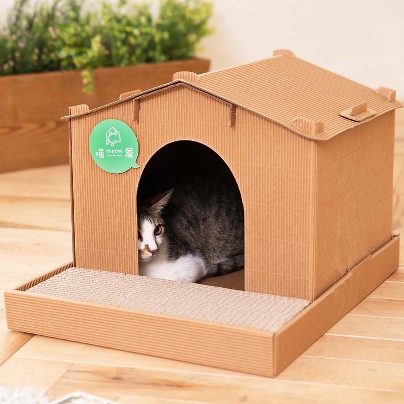 【別墅貓屋】 動手DIY 給貓貓一個溫暖的家 - 寵物床 - 紙 咖啡色