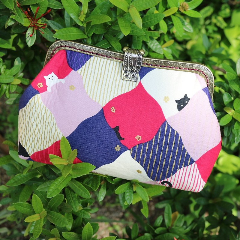 Metallic Cat Purple Leaf lock Cross Body Bag | Girlskioku~* - Messenger Bags & Sling Bags - Cotton & Hemp Red