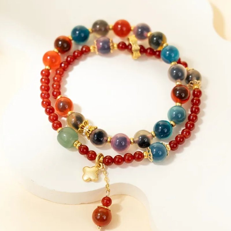 Sweetheart Agate Double-Wrap Bracelet - Bracelets - Jade 