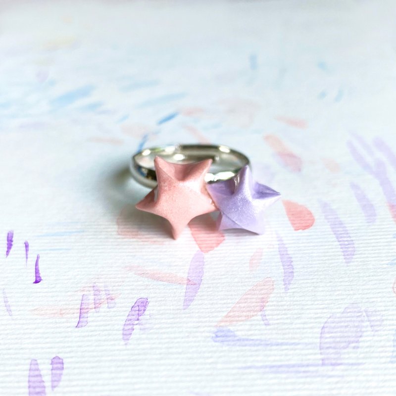 Double Lucky Star Ring Pink+Purple (Free Size) - General Rings - Other Metals Pink
