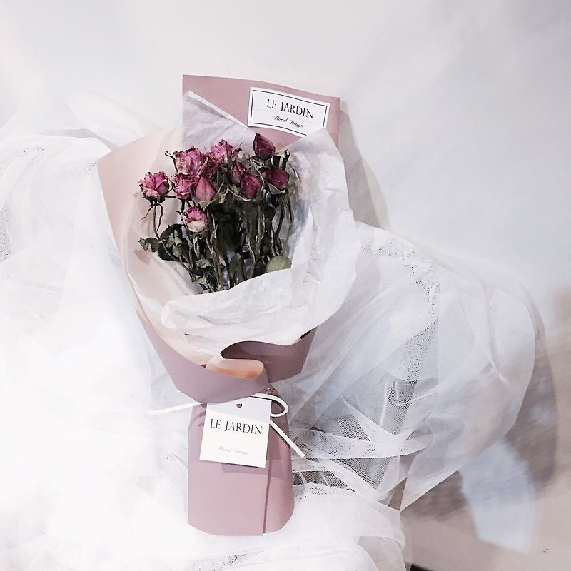 "Le Jardin" imported pink mini roses dried bouquet / Valentine's Day birthday gift - ตกแต่งต้นไม้ - พืช/ดอกไม้ 