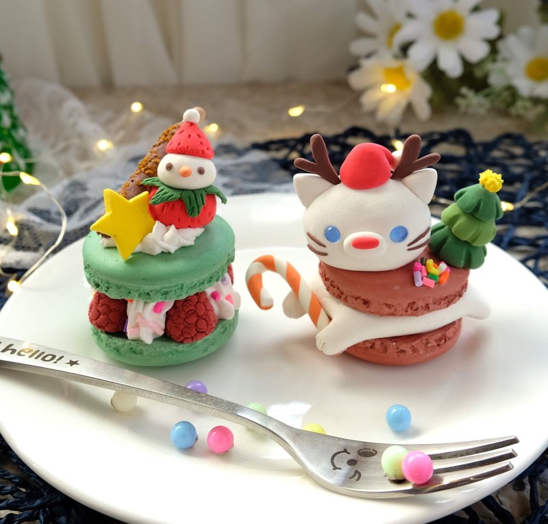 甜甜聖誕馬卡龍擴香石 聖誕DIY材料包  線上教學影片&黏土材料包 - 其他 - 黏土 