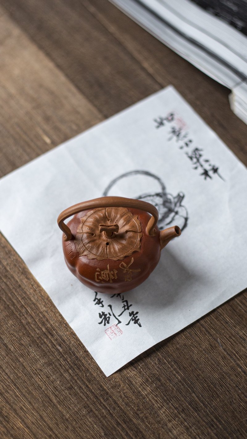 送禮紫砂壺茶壺柿柿如意全手工原矿优质段泥 朱泥粉浆 色泽出彩 - 茶壺/茶杯/茶具 - 陶 灰色