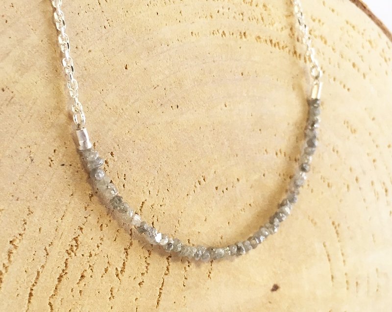 Natural diamond rough stone Silver necklace - Necklaces - Gemstone Silver