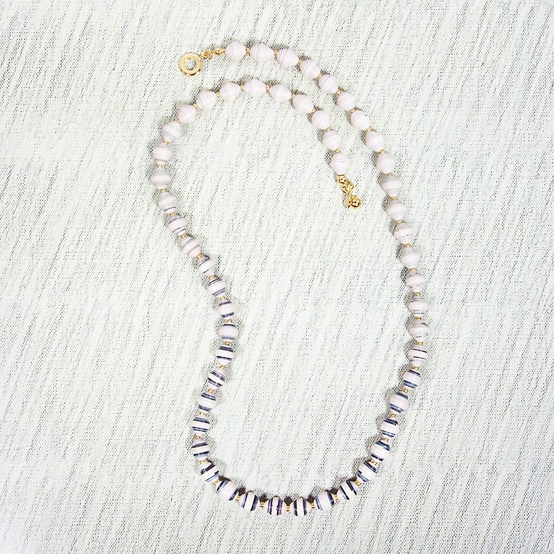 Striped pink gradient necklace - สร้อยคอ - กระดาษ สึชมพู