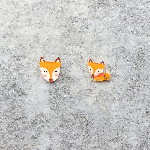 Pista丘 Pista丘手繪耳環 / 動物-狐狸+全身