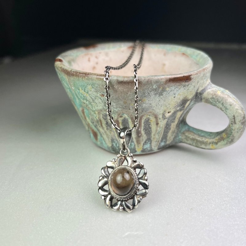 A Lu 茶晶925純銀項鍊/純銀飾品 手工創作 附贈拭銀布 - 項鍊 - 寶石 多色
