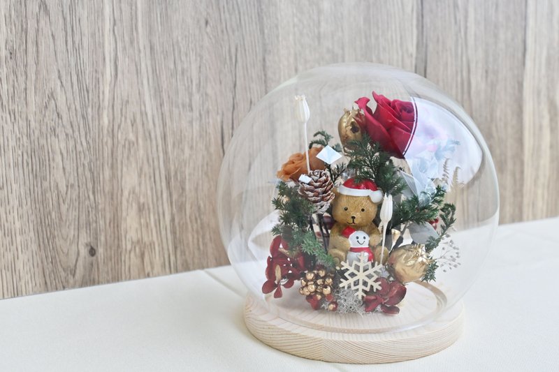 Christmas ball bell bear exchange gift giving home decoration - ช่อดอกไม้แห้ง - พืช/ดอกไม้ สีแดง