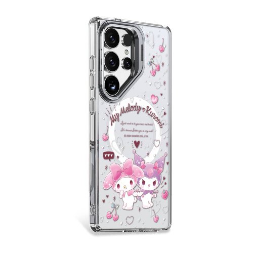 apbs 雅品仕 水晶彩鑽手機殼 三麗鷗 Samsung S25/S24 防震雙料隱形立架磁吸手機殼-歡樂美樂蒂
