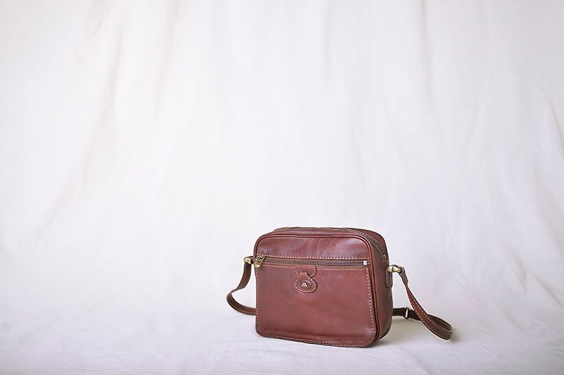 Vintage The Bridge Antiques dorsal side zipper bag - กระเป๋าแมสเซนเจอร์ - หนังแท้ สีนำ้ตาล