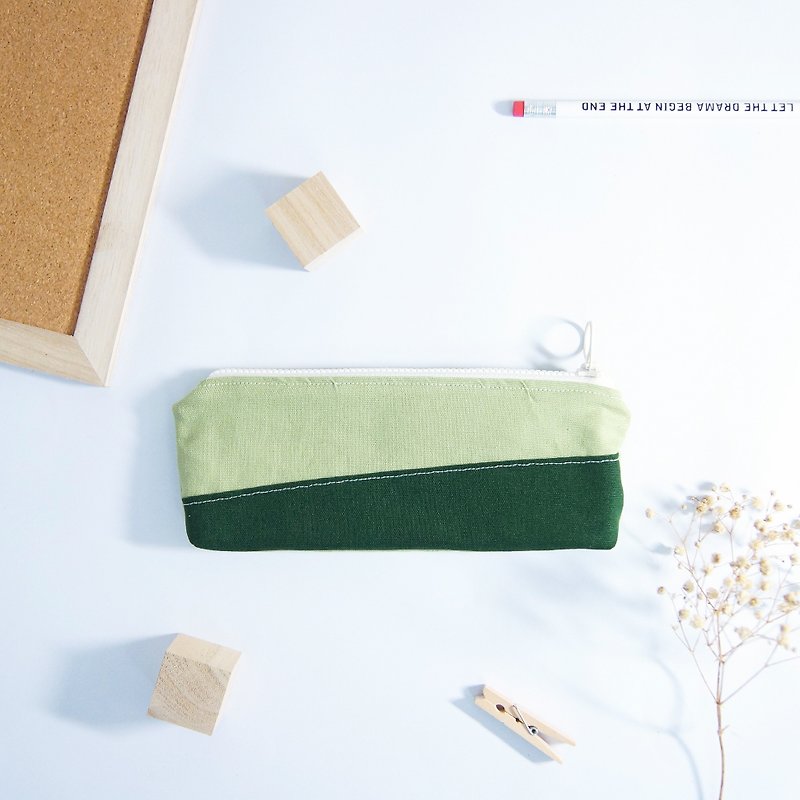 Hand made summer pencil case storage bag - green - กล่องดินสอ/ถุงดินสอ - ผ้าฝ้าย/ผ้าลินิน สีเขียว