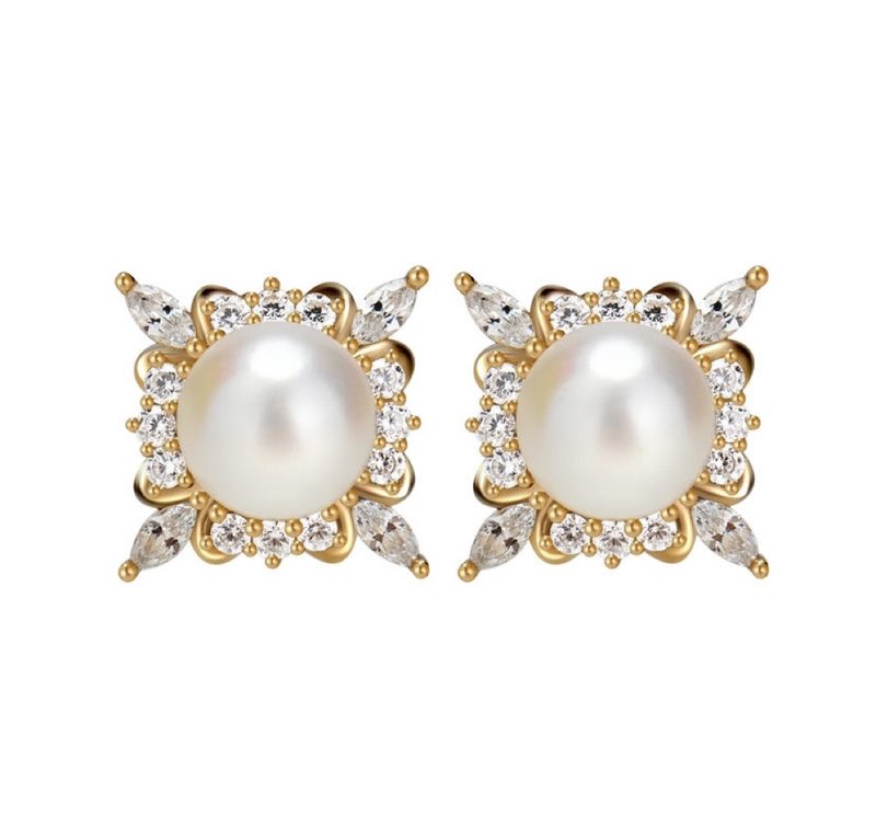 SALTY PUMPKIN salty pumpkin fantasy retro noble luxury freshwater pearl earrings - ต่างหู - ไข่มุก 