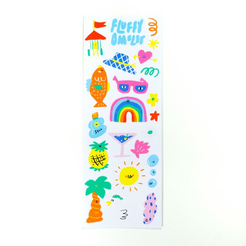 WHITE BEACHY TINY STICKER PAD - 貼紙 - 紙 白色