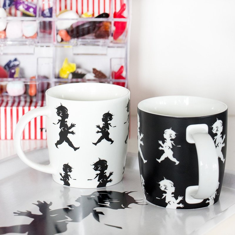 Mug White/Black - แก้วมัค/แก้วกาแฟ - เครื่องลายคราม 