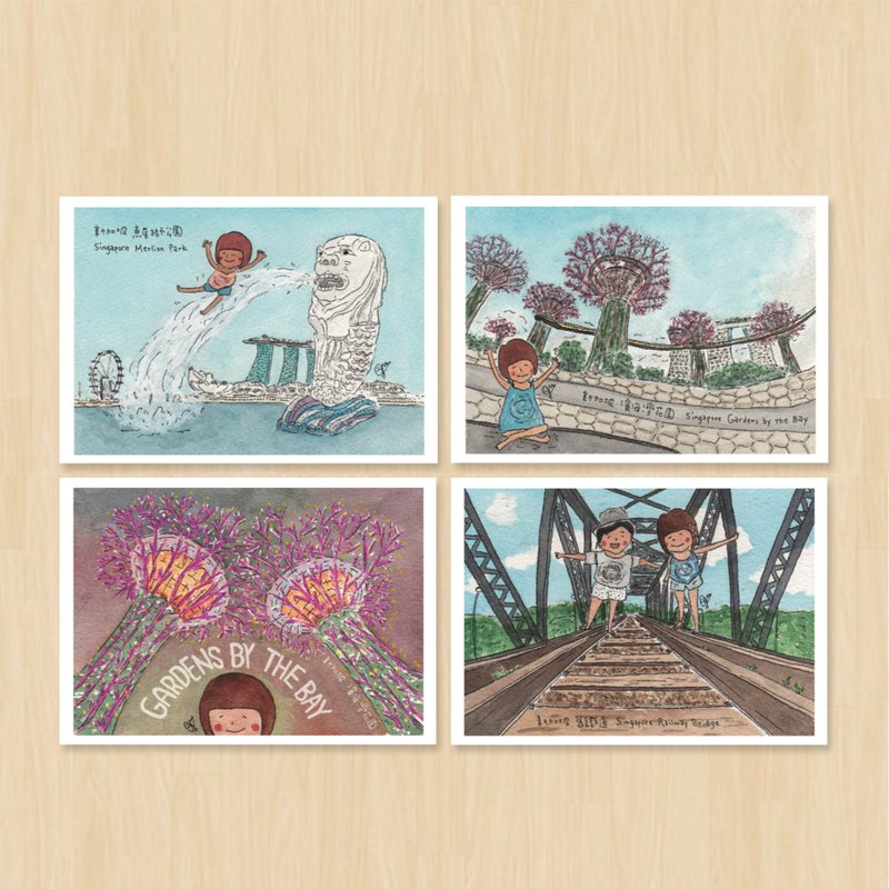 新加坡系列 / 地方景點 / 明信片 - 卡片/明信片 - 紙 多色