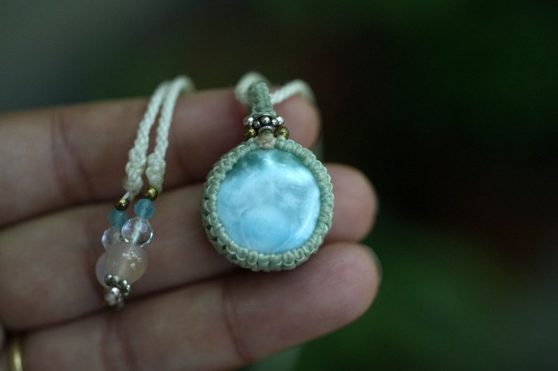 Shimmering Wave Pattern Larimar Necklace 2063 - Necklaces - Other Metals Blue