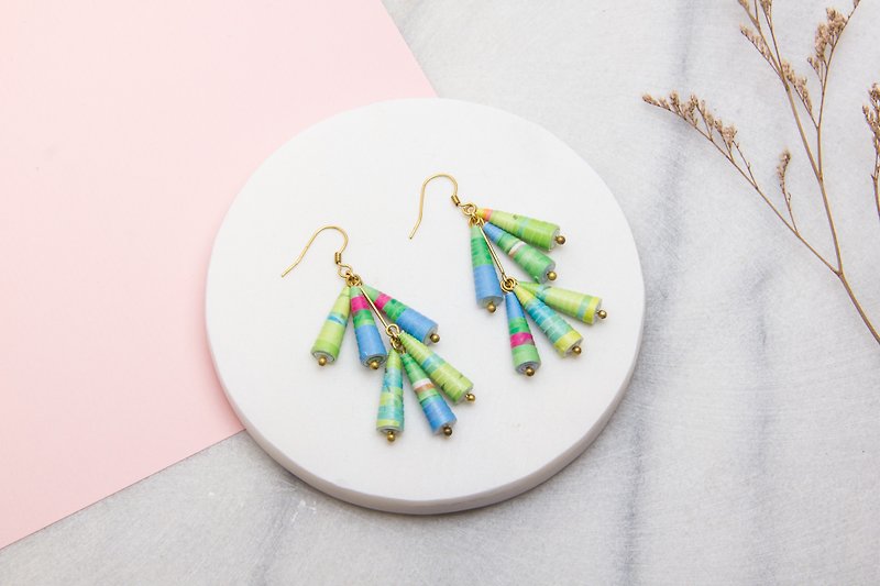 Famous painting series - colorful beautiful double paper beads earrings - ต่างหู - กระดาษ หลากหลายสี
