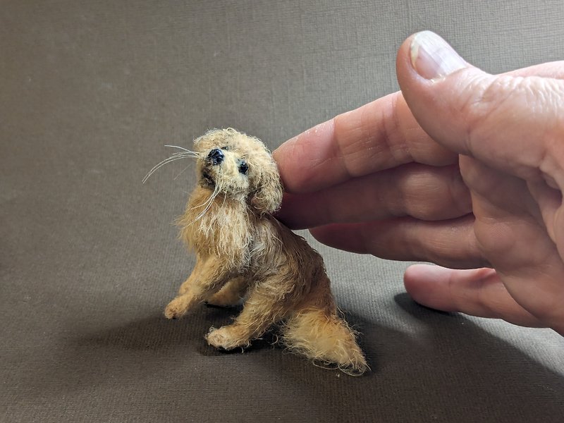 Golden retriever Johnny. 5 cm. Crocheted, miniature - Stuffed Dolls & Figurines - Other Materials Khaki