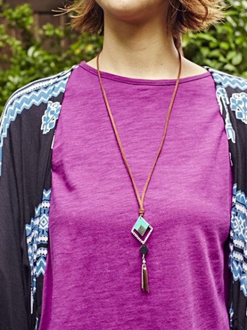【Pre-order】 ✱ geometric bronzing printing necklace ✱ (three) - Necklaces - Other Metals Multicolor